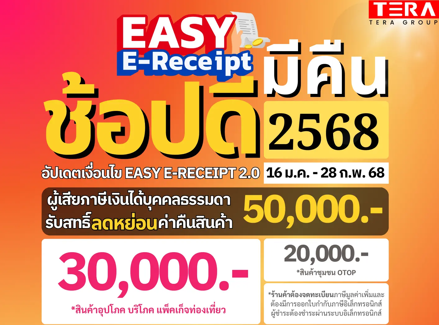 Easy E-Receipt 2.0 ลดหย่อนภาษี 2568